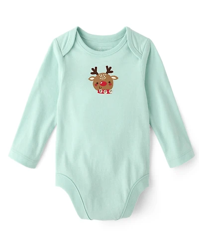 Baby Christmas Reindeer Graphic Bodysuit