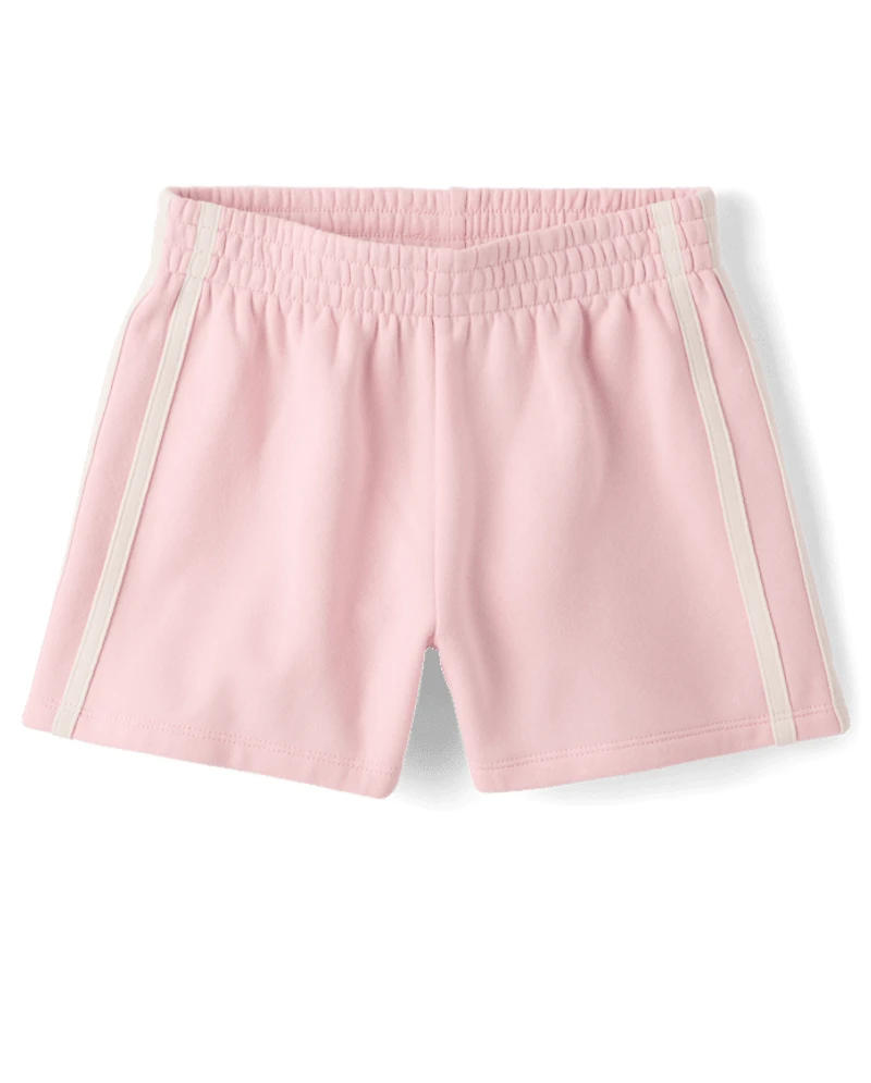Girls Side Stripe Premium Fleece Shorts