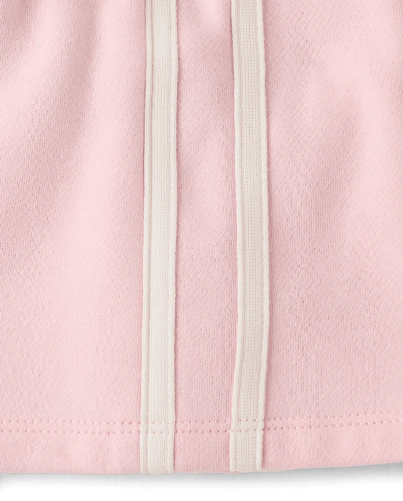 Girls Side Stripe Premium Fleece Shorts