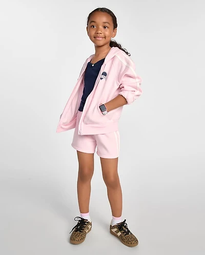Girls Side Stripe Premium Fleece Shorts