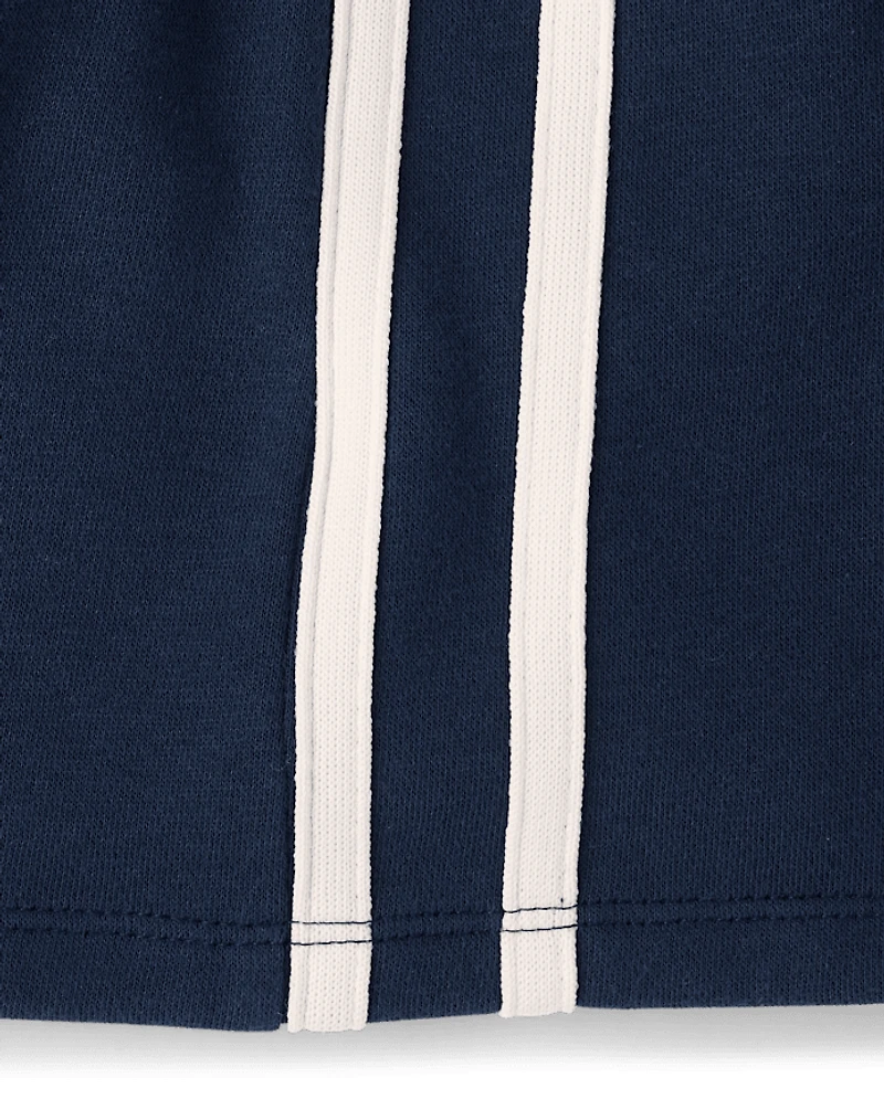 Girls Side Stripe Premium Fleece Shorts