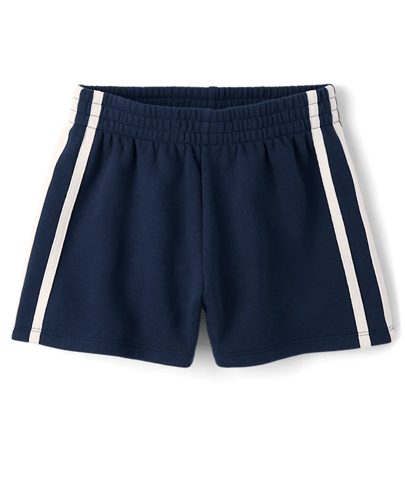 Girls Side Stripe Premium Fleece Shorts