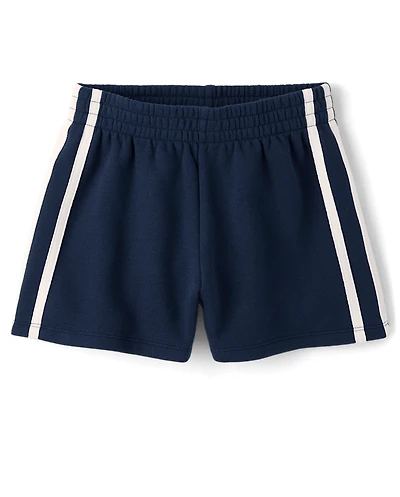 Girls Side Stripe Premium Fleece Shorts