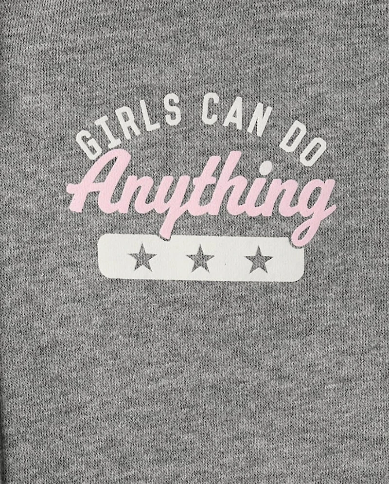 Girls Graphic Side Stripe Premium Fleece Zip Up Hoodie