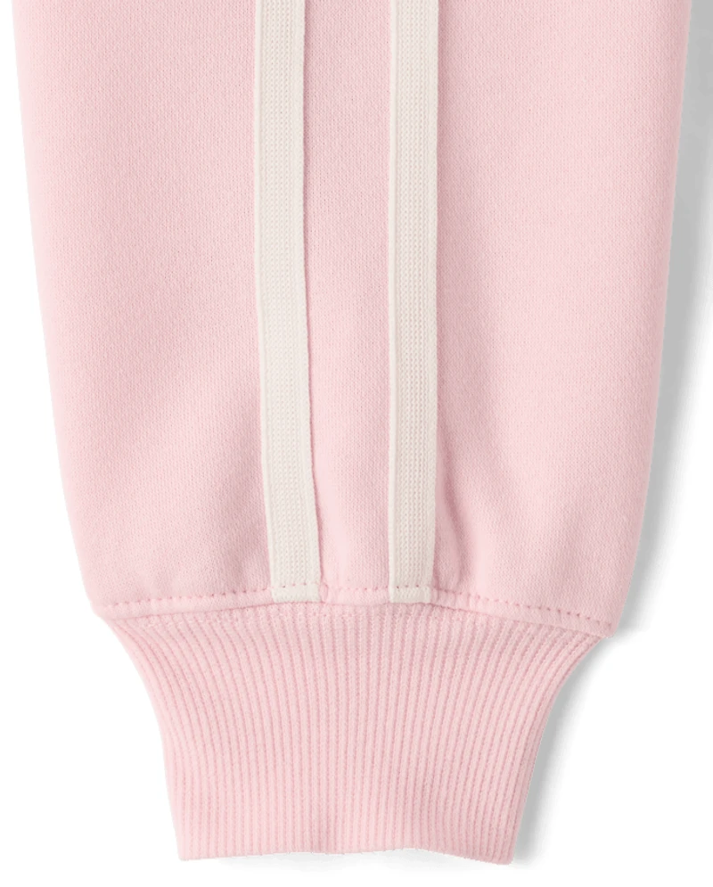 Girls Graphic Side Stripe Premium Fleece Zip Up Hoodie