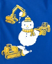 Baby And Toddler Boys Construction Vehicle Snowman Graphic Tee
