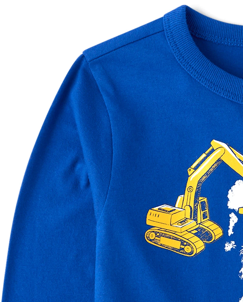 Baby And Toddler Boys Construction Vehicle Snowman Graphic Tee