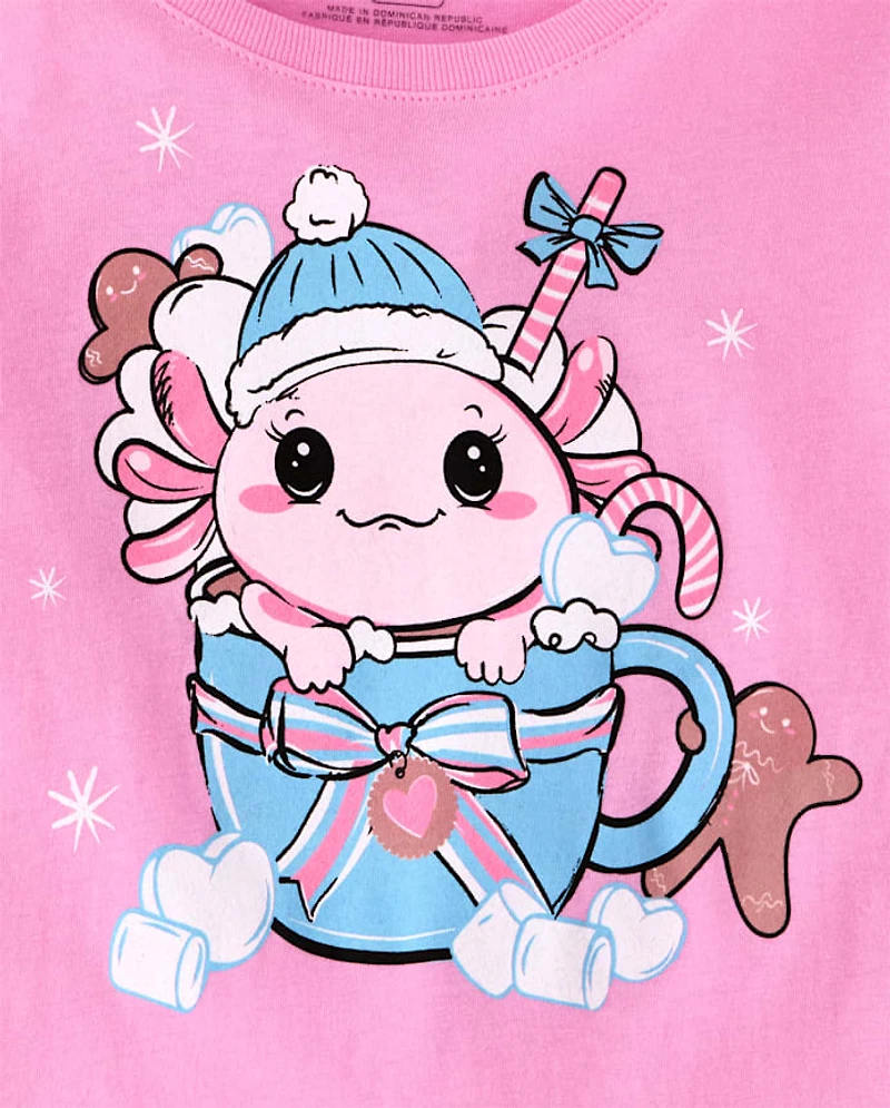 Girls Winter Axolotl Graphic Tee