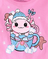 Girls Winter Axolotl Graphic Tee