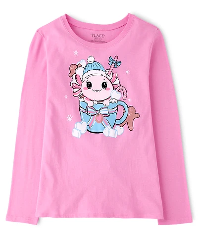 Girls Winter Axolotl Graphic Tee