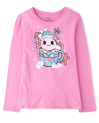 Girls Winter Axolotl Graphic Tee