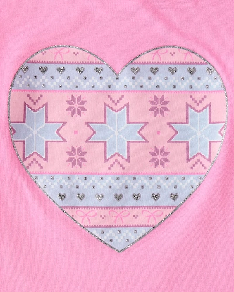 Girls Fairisle Heart Graphic Tee