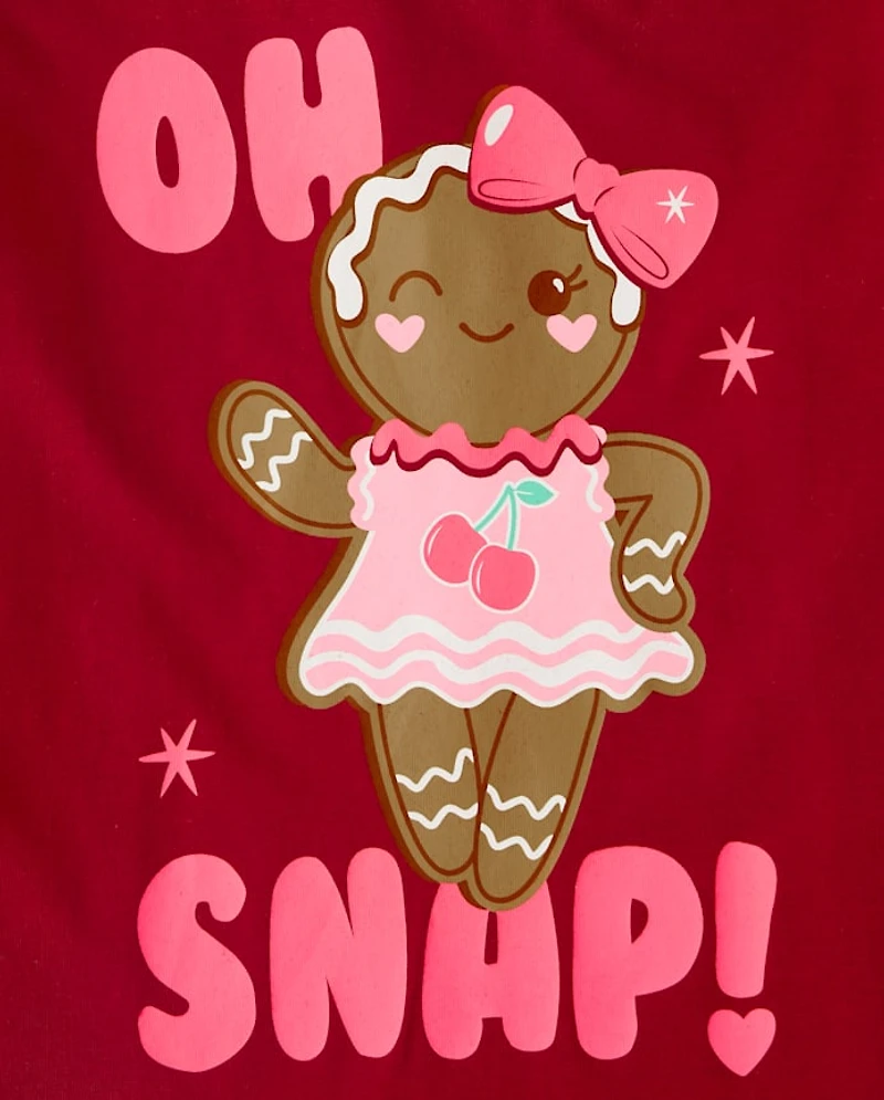 Girls Christmas Gingerbread Graphic Tee