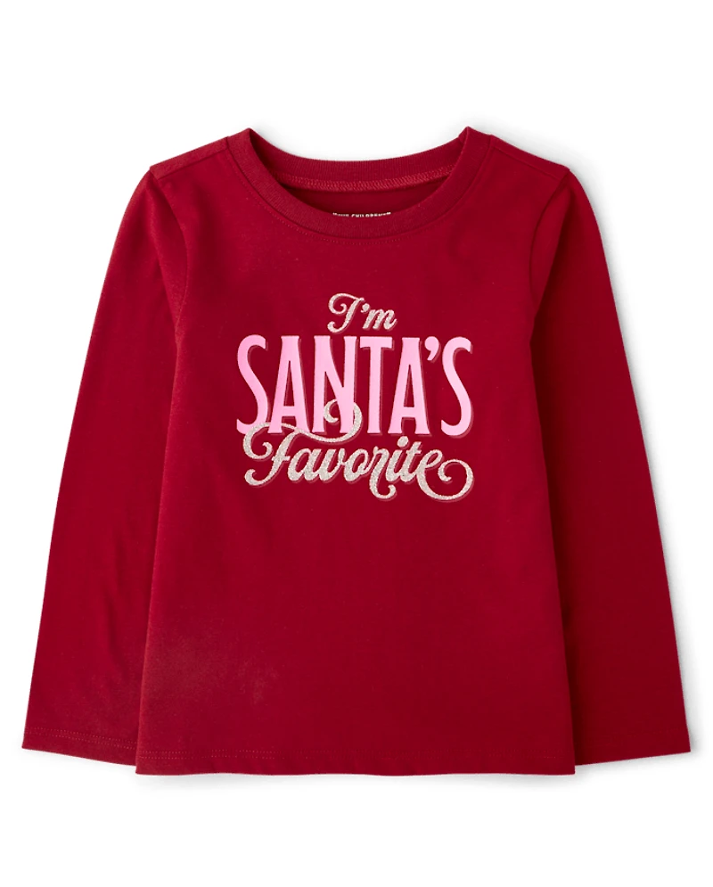 Baby And Toddler Girls Christmas Santa's Favorite Graphic Tee