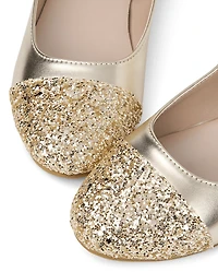 Girls Metallic Glitter Ballet Flats