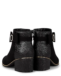 Girls Glitter Bow Low Heel Booties