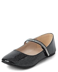 Girls Glitter Rhinestone Ballet Flats