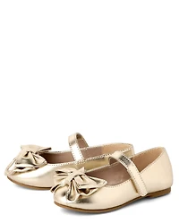 Toddler Girls Metallic Bow Ballet Flats
