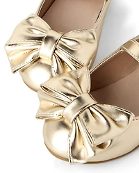 Toddler Girls Metallic Bow Ballet Flats