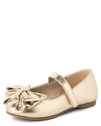 Toddler Girls Metallic Bow Ballet Flats