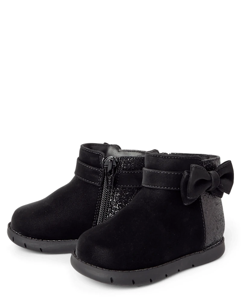 Baby Girls Glitter Bow First Steps Boots