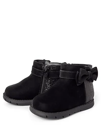 Baby Girls Glitter Bow First Steps Boots