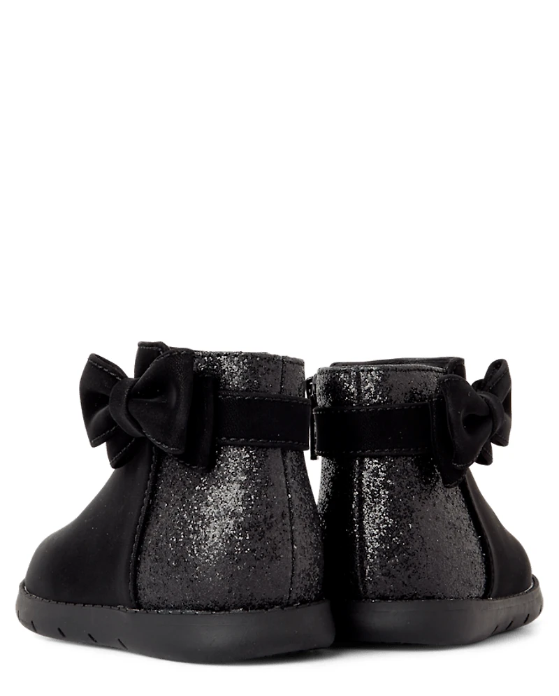 Baby Girls Glitter Bow First Steps Boots
