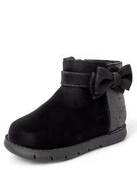 Baby Girls Glitter Bow First Steps Boots