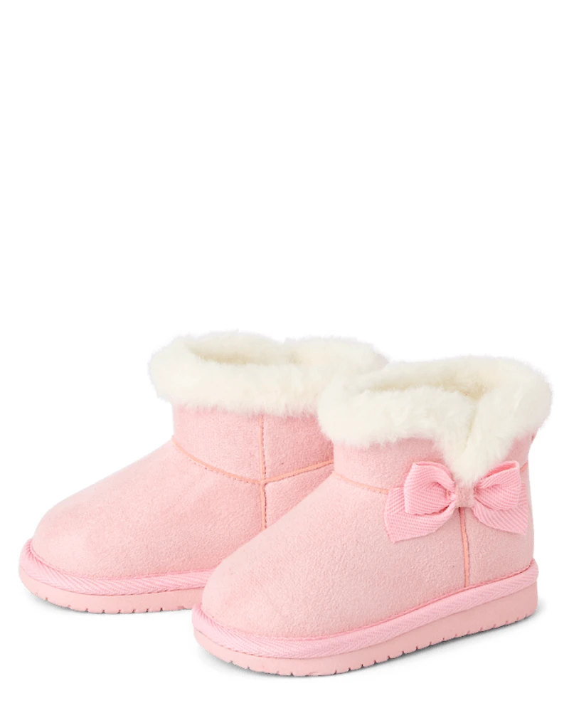Baby Girls Bow First Steps Teddy Boots