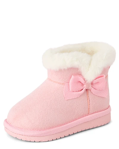 Baby Girls Bow First Steps Teddy Boots