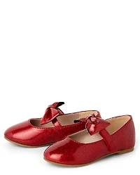 Toddler Girls Glitter Bow Ballet Flats