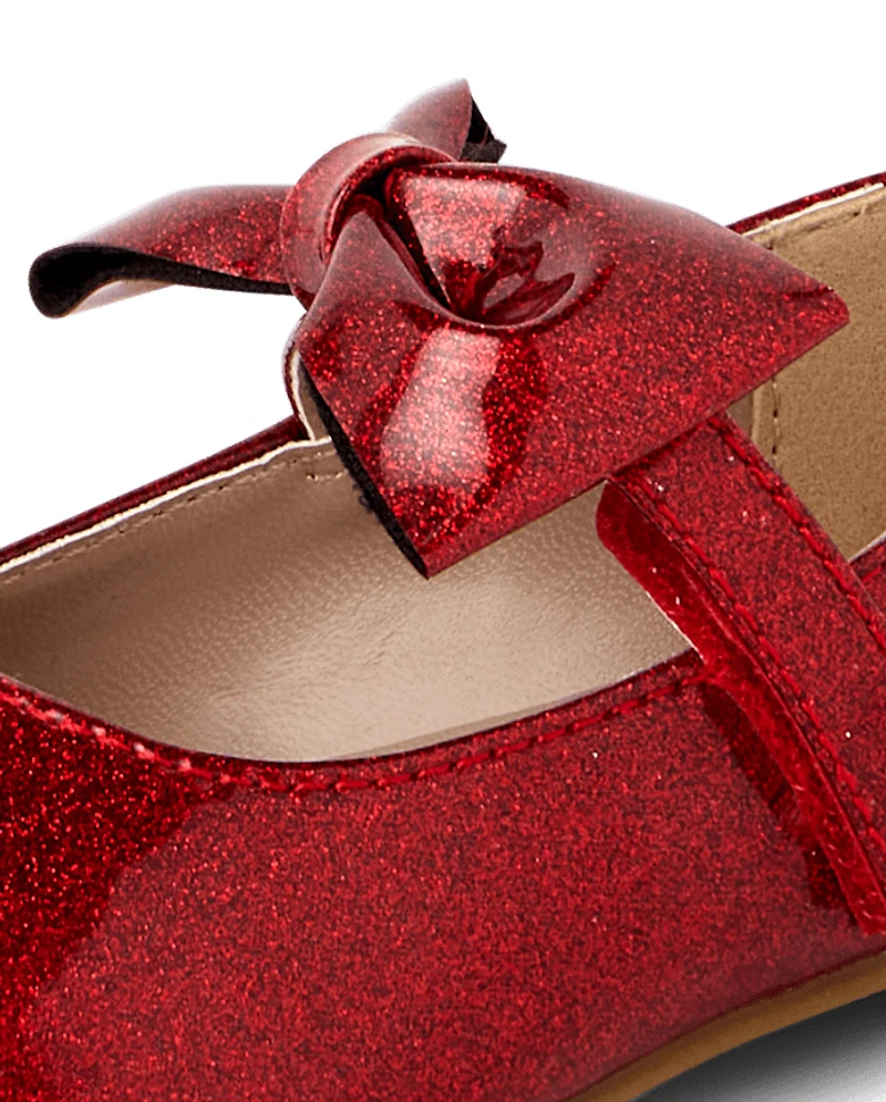 Toddler Girls Glitter Bow Ballet Flats