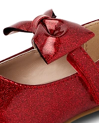 Toddler Girls Glitter Bow Ballet Flats