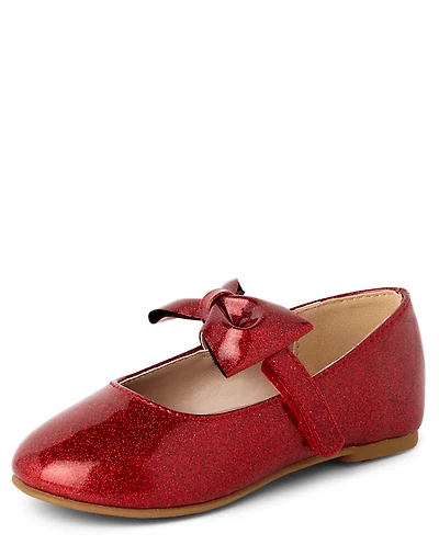 Toddler Girls Glitter Bow Ballet Flats