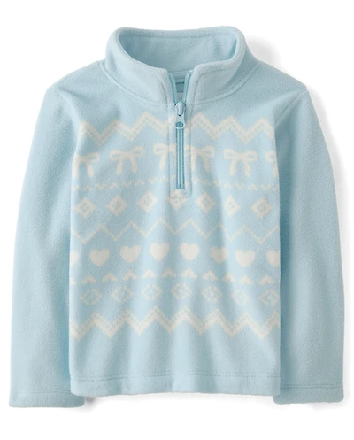 Toddler Girls Print Microfleece Quarter Zip Pullover