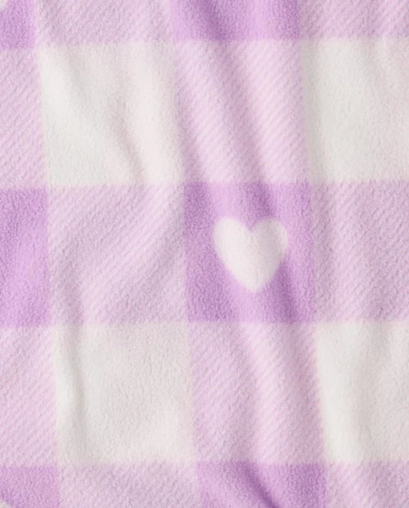 Girls Heart Buffalo Plaid Dream Fleece Pajama Pants