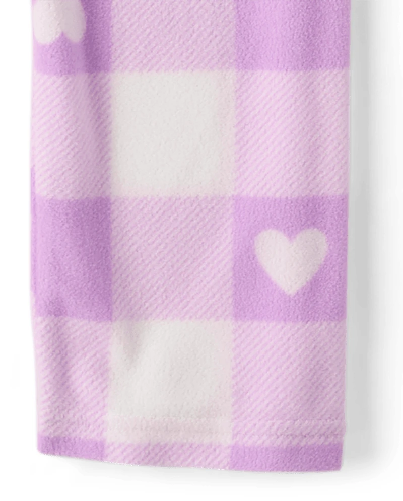 Girls Heart Buffalo Plaid Dream Fleece Pajama Pants