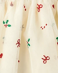 Toddler Girls Christmas Mesh Tutu Skirt