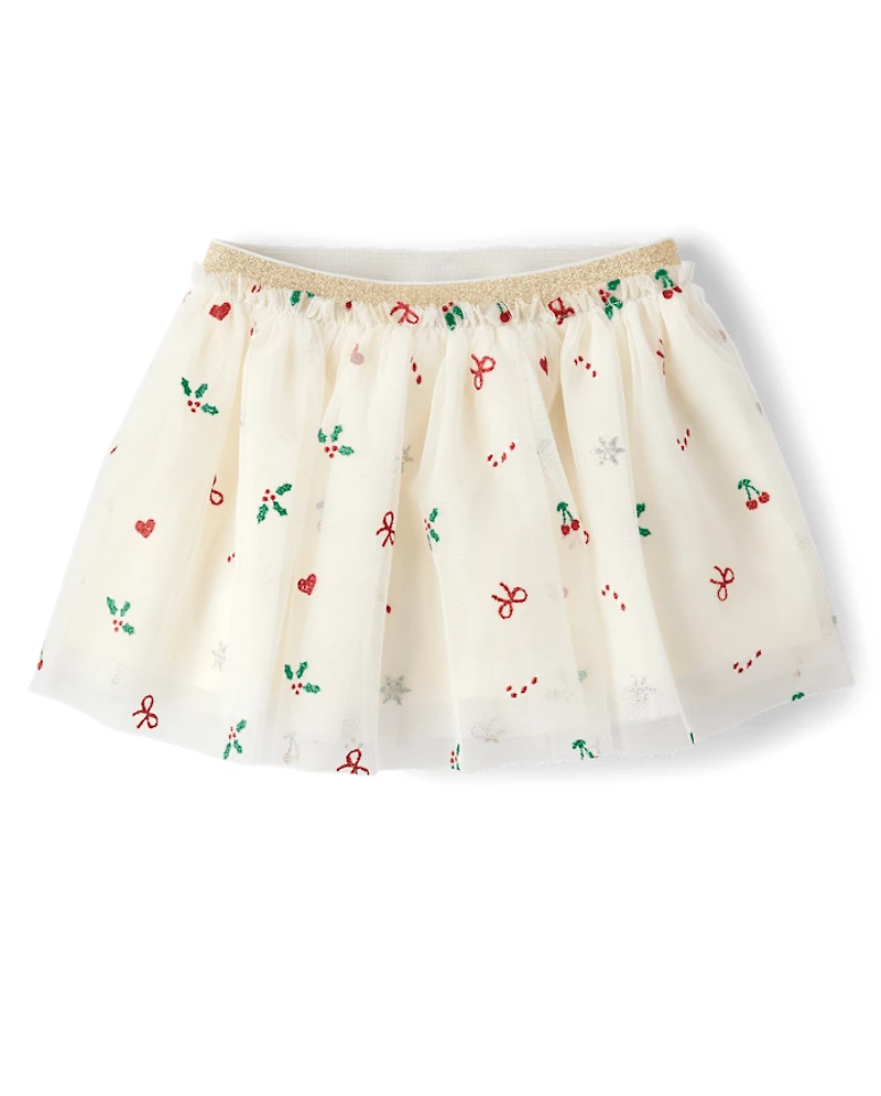 Toddler Girls Christmas Mesh Tutu Skirt