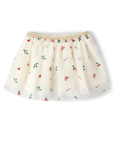 Toddler Girls Christmas Mesh Tutu Skirt