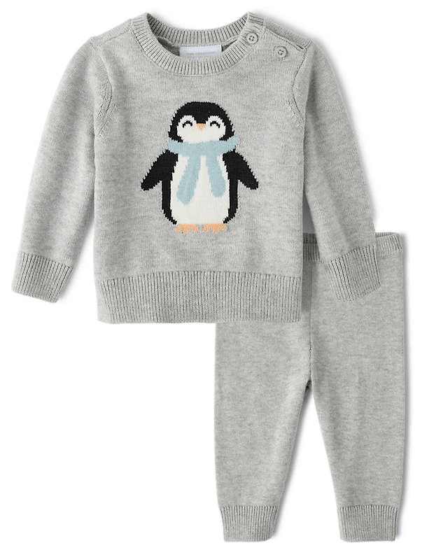 Baby Boys Intarsia Penguin 2-Piece Playwear Set