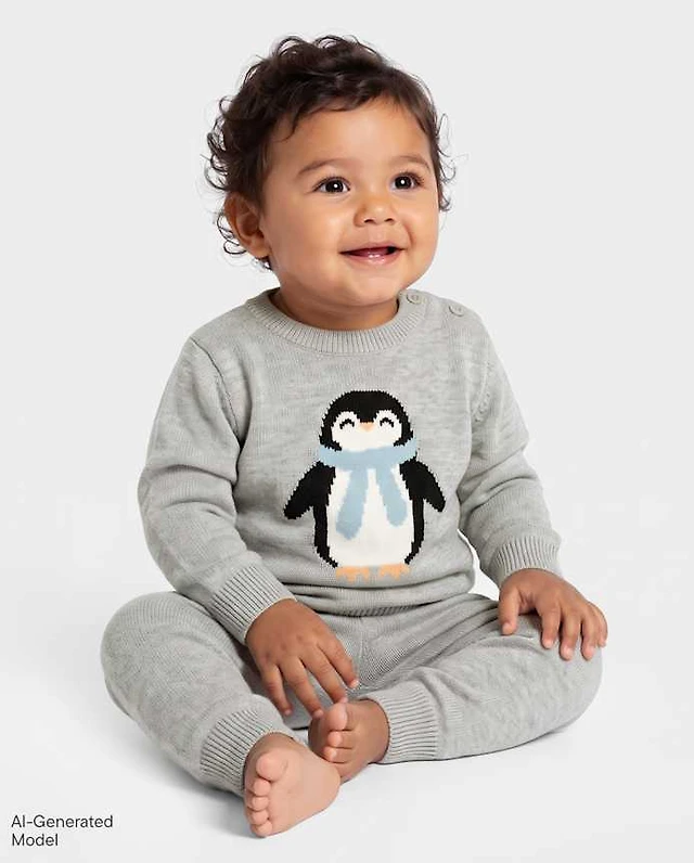 Baby Boys Intarsia Penguin 2-Piece Playwear Set