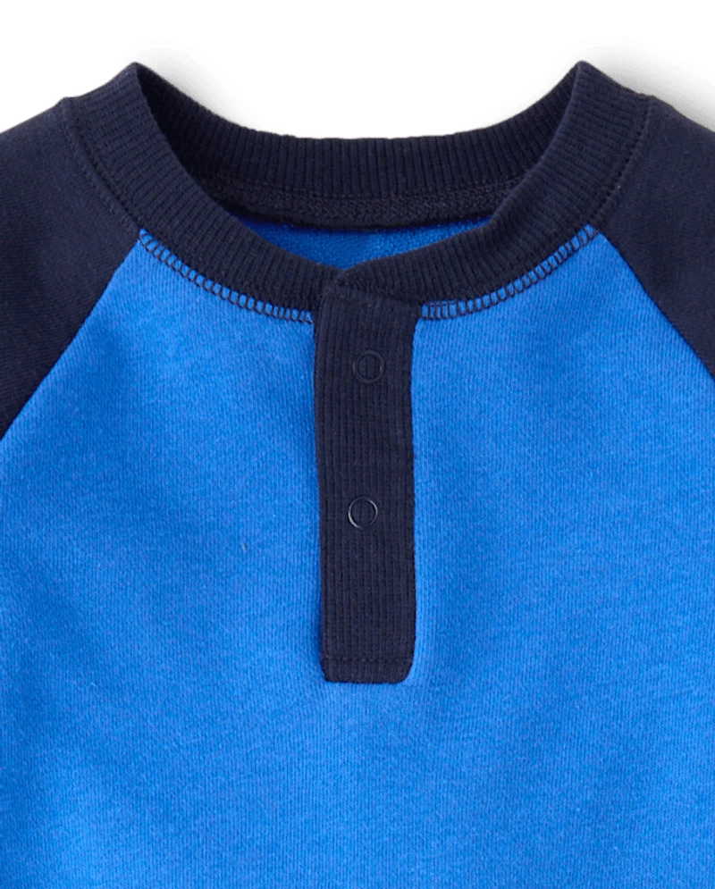 Baby Boys Colorblock French Terry Henley Romper