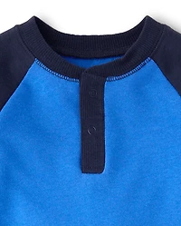 Baby Boys Colorblock French Terry Henley Romper