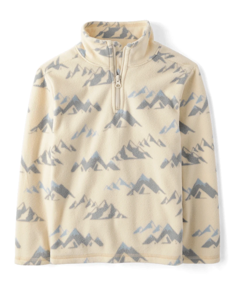Boys Print Microfleece Quarter Zip Pullover