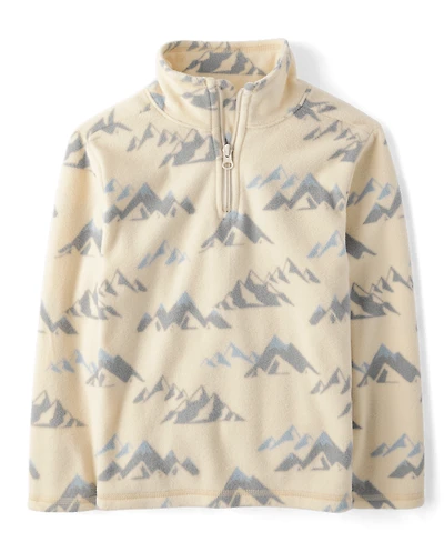 Boys Print Microfleece Quarter Zip Pullover