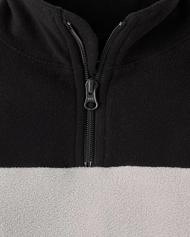 Boys Colorblock Microfleece Quarter Zip Pullover