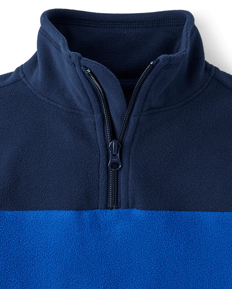 Boys Colorblock Microfleece Quarter Zip Pullover