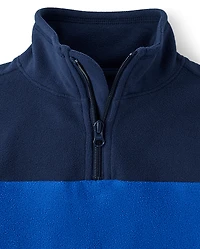 Boys Colorblock Microfleece Quarter Zip Pullover