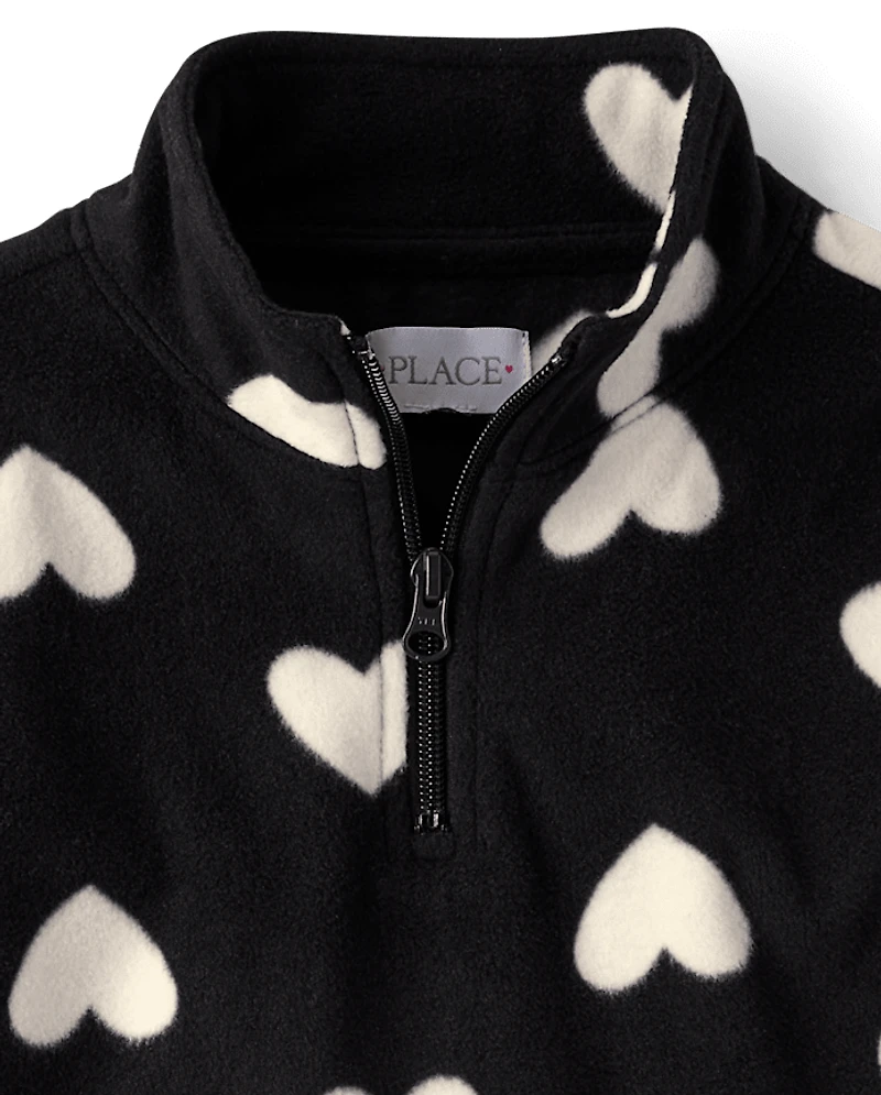 Girls Print Microfleece Half Zip Pullover